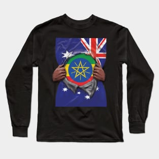 Ethiopia Flag Australian Flag Ripped - Gift for Ethiopian From Ethiopia Long Sleeve T-Shirt